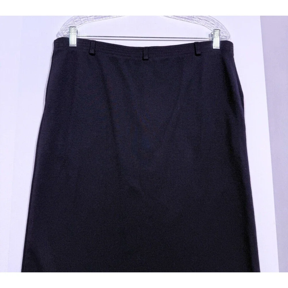 Alfred Dunner Midi Pencil Skirt Women's 10 Black Classic Pull On